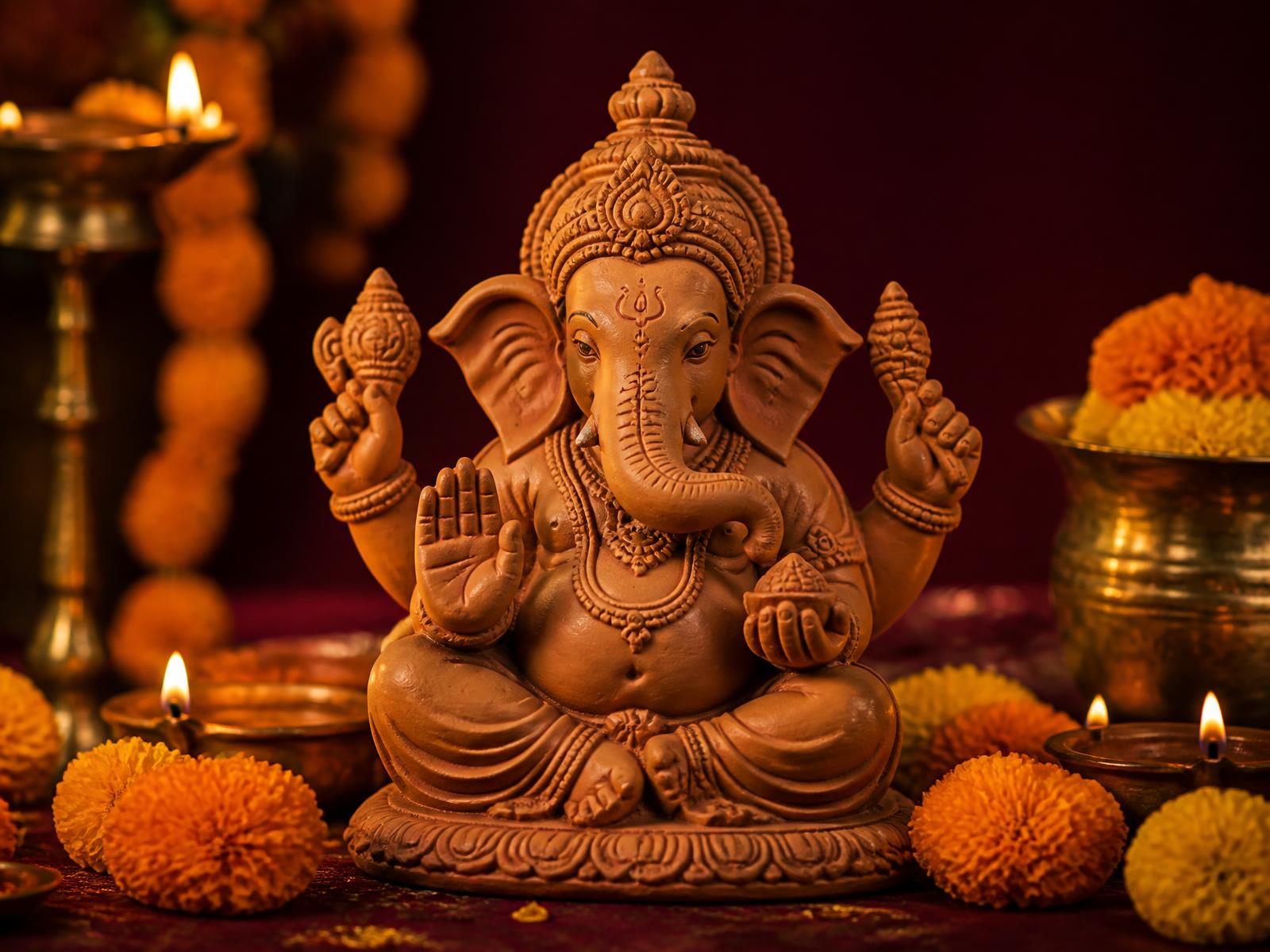 Eco-friendly clay Ganesha murti from Pen, Maharashtra, available in Washington DC, Maryland and Virginia